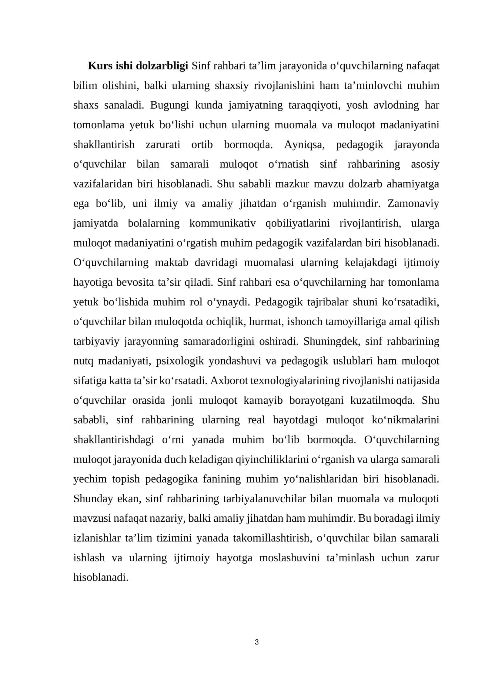 Sinf rahbarining tarbiyalanuvchilar bilan muomala va muloqoti 3