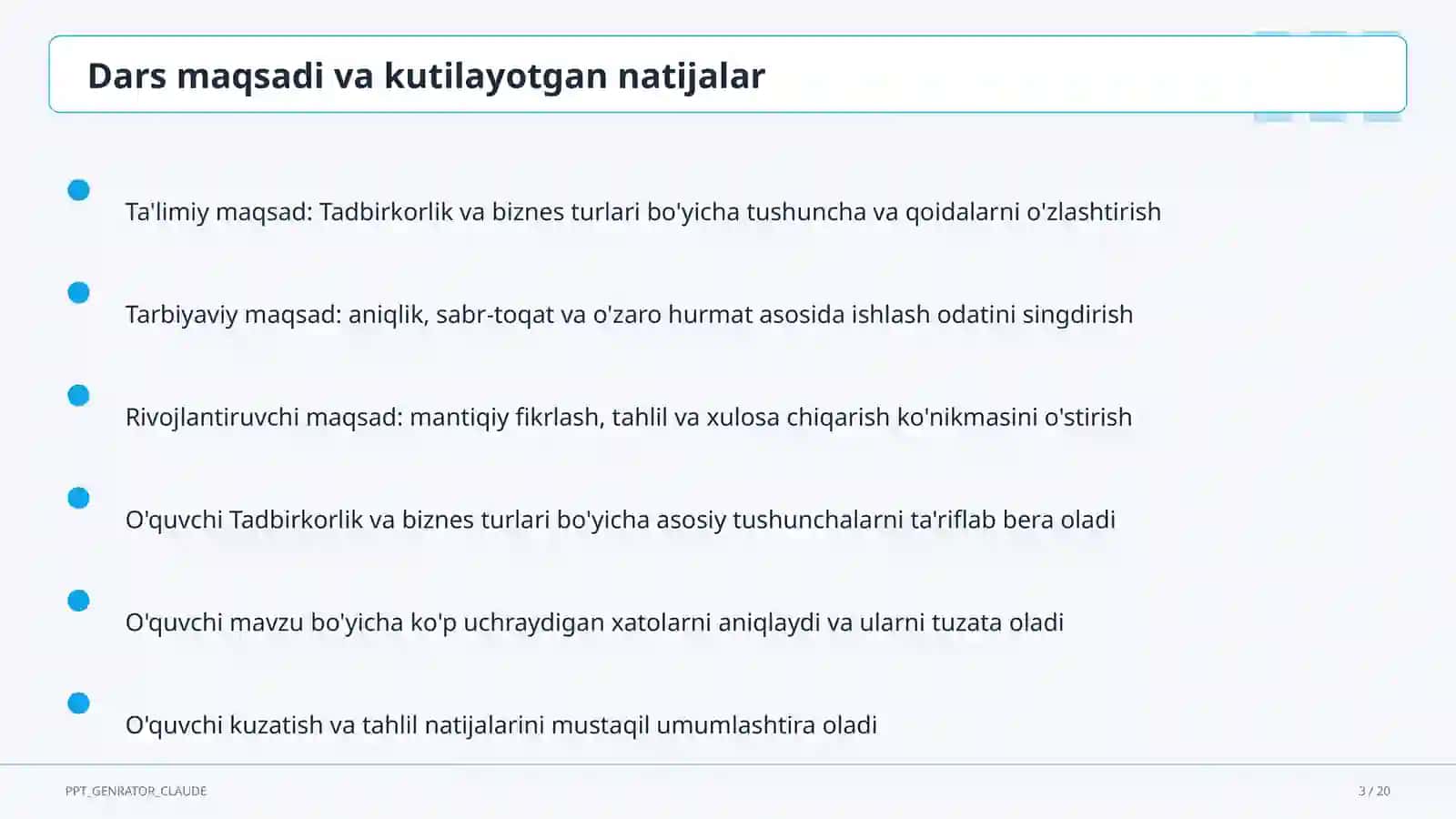 Huquq va iqtisodiyot asoslari (9–11) — o'qituvchilar uchun 3