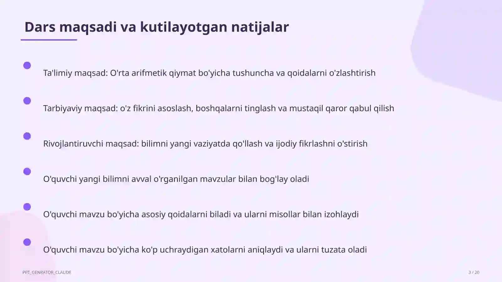 O'rta arifmetik qiymat (5-sinf) 3
