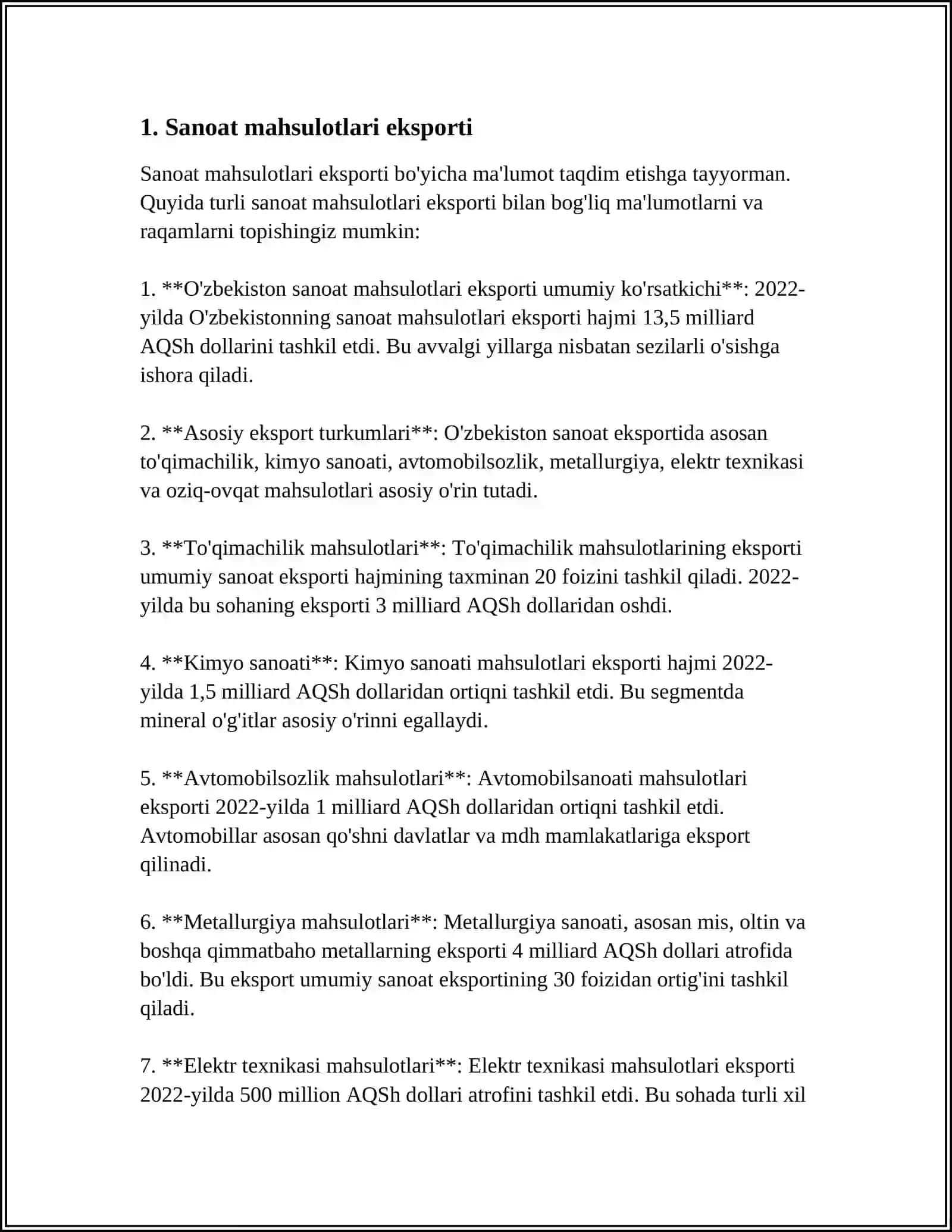 Sanoat ishlab chiqarishning xalqaro savdo va bozorlar bilan bog'lanishi 3