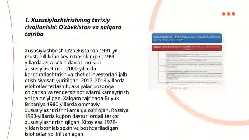Xususiylashtirish: mahalliy va xorijiy tajriba 3
