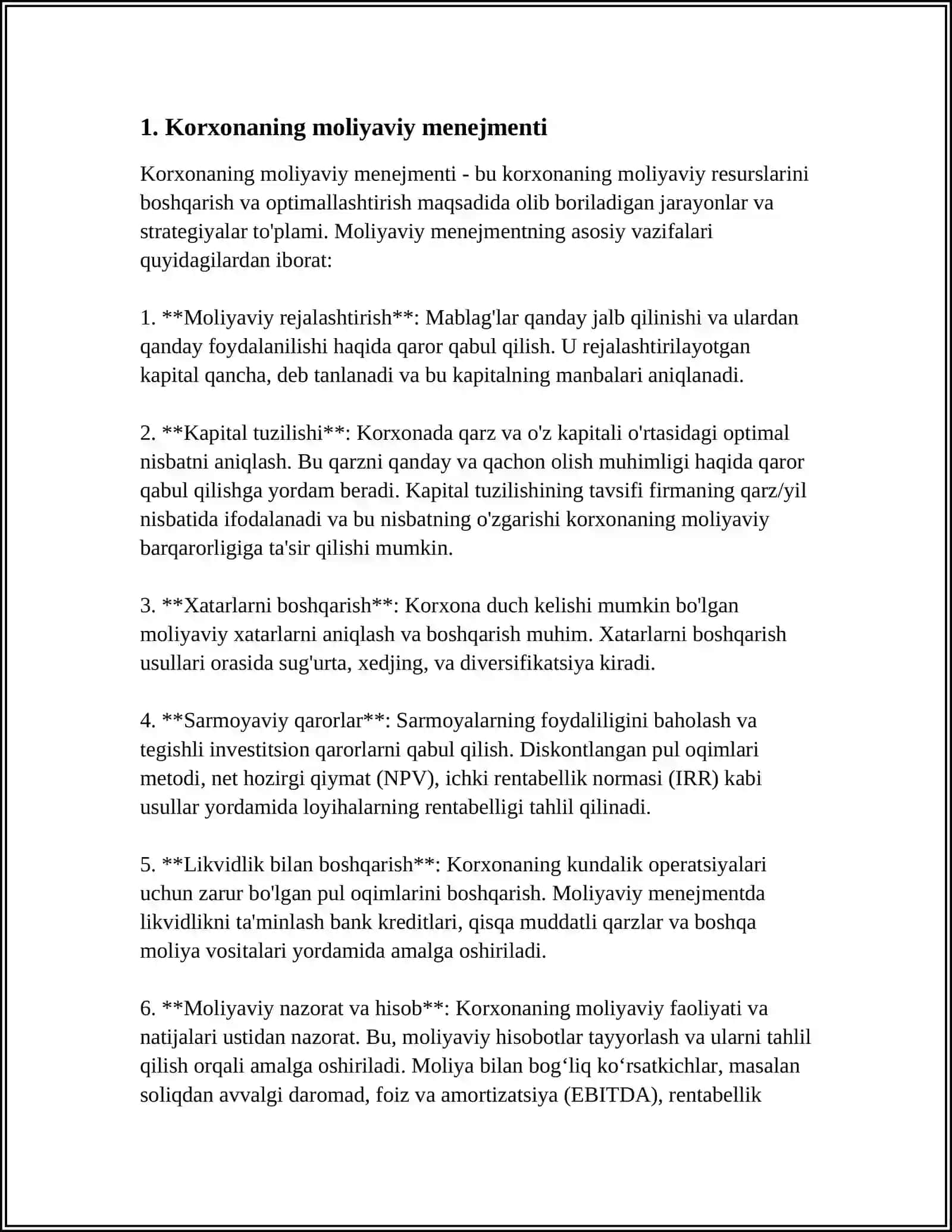 Korxonaning moliyaviy menejmenti 3