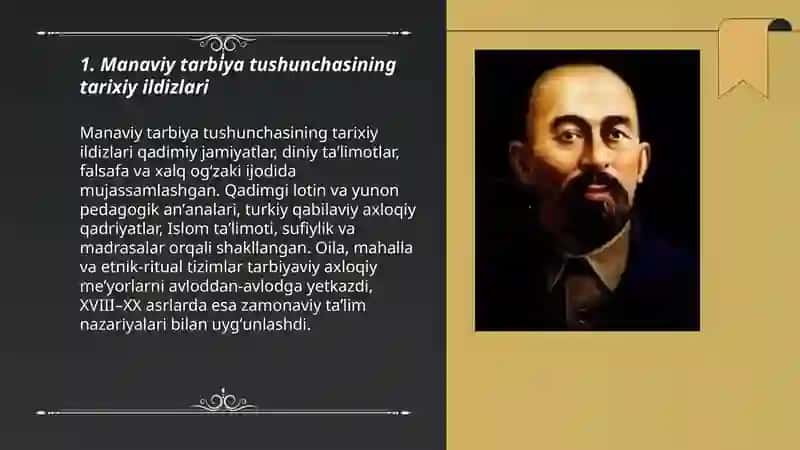 Manaviy tarbiya toʻgʻrisida ilk tasavvurlar qarashlar va taʼlimotlar 3