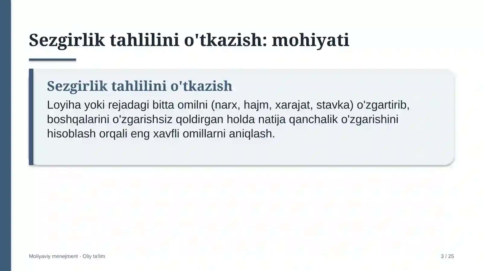mashina traktor parklarida sezgirlik tahlilini o'tkazish 8214 3