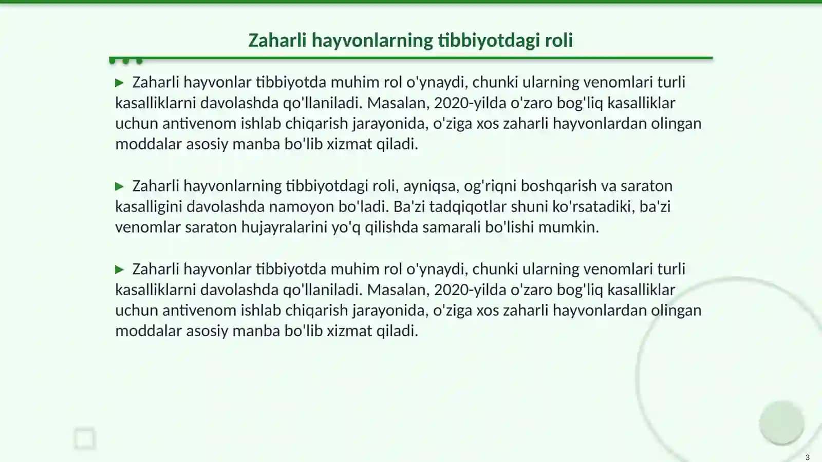 Zaharli hayvonlarning Tibbiyotdagi Roli 3