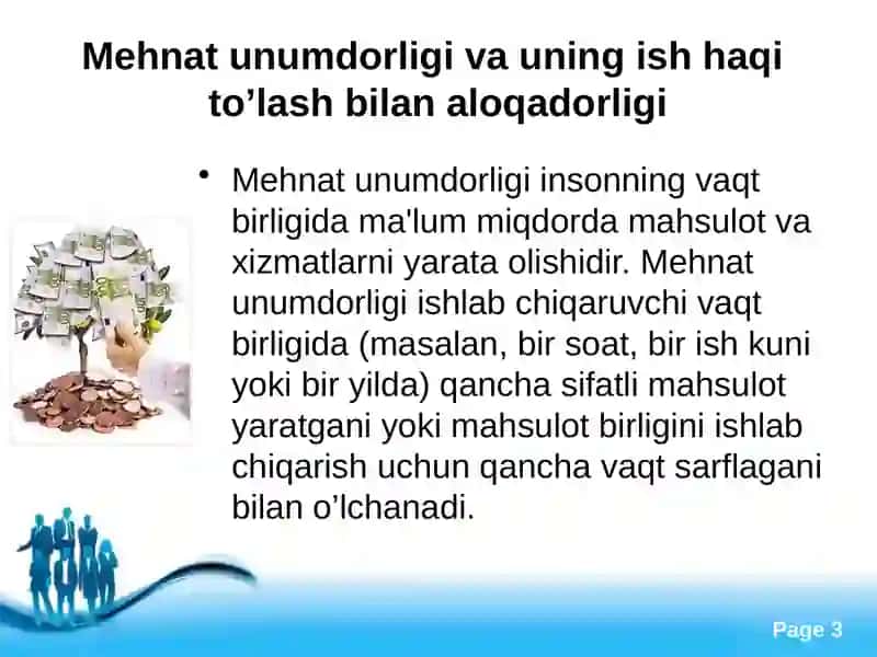 Mehnat unumdorligi va uning ish haqito’lash bilan aloqadorligi 3