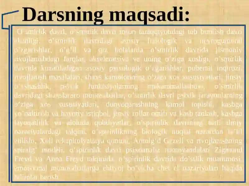 O’smirlik davri 3