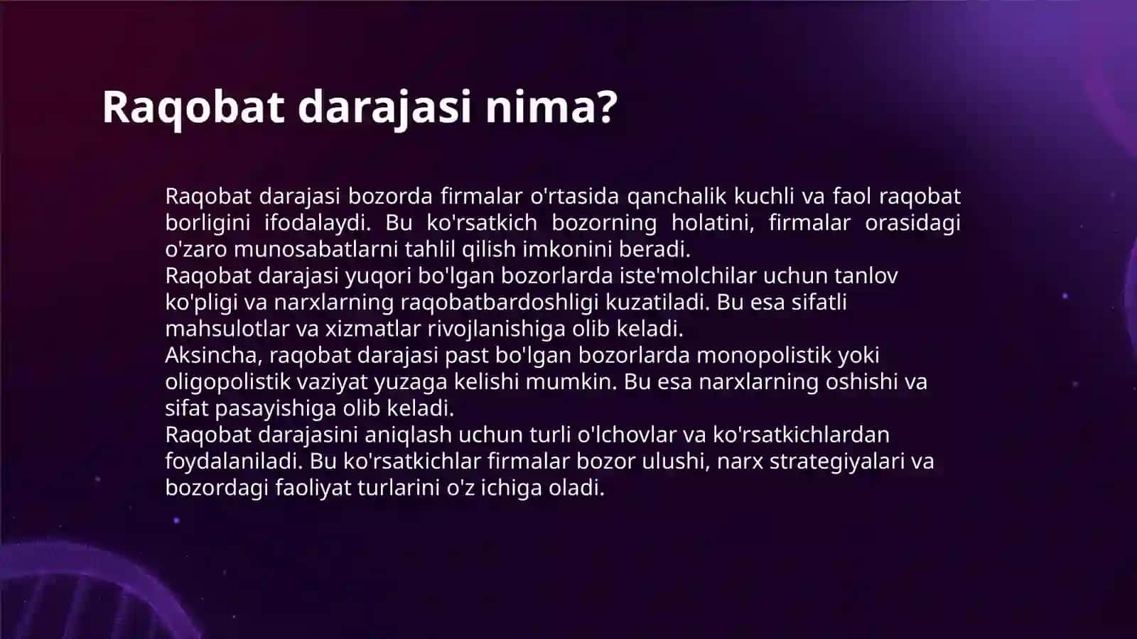 RAQOBAT DAEAJASI KO'RSATKICHLARI VA ULARNI ANIQLOVCHI OMILLAR 3
