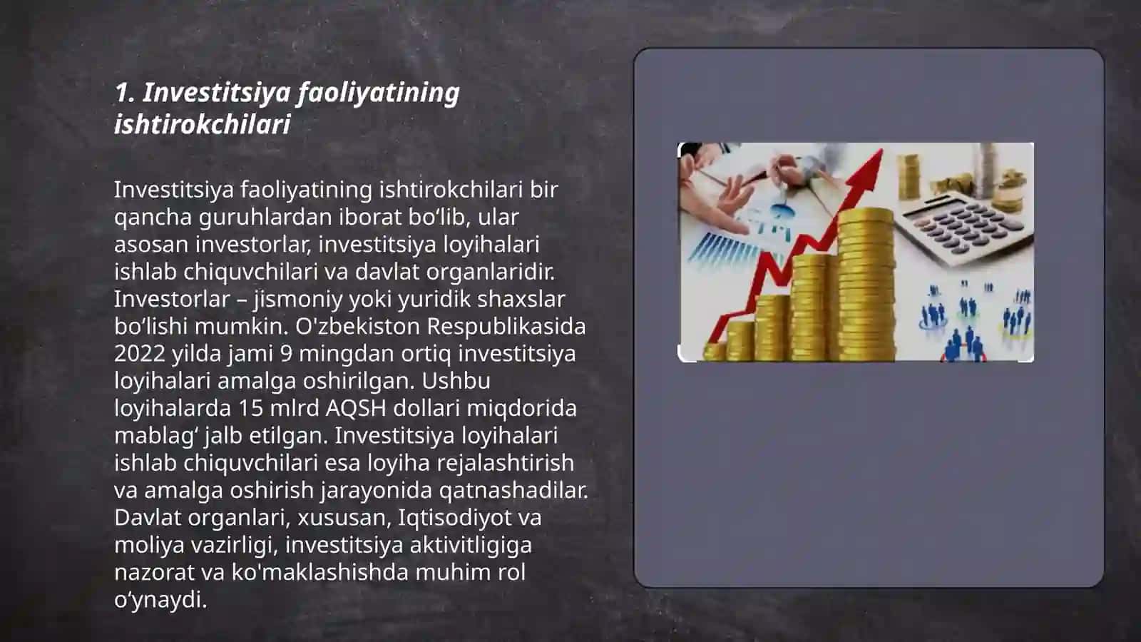 Investitsiya faoliyatining ishtirokchilari, obyekti va subyektlari 3