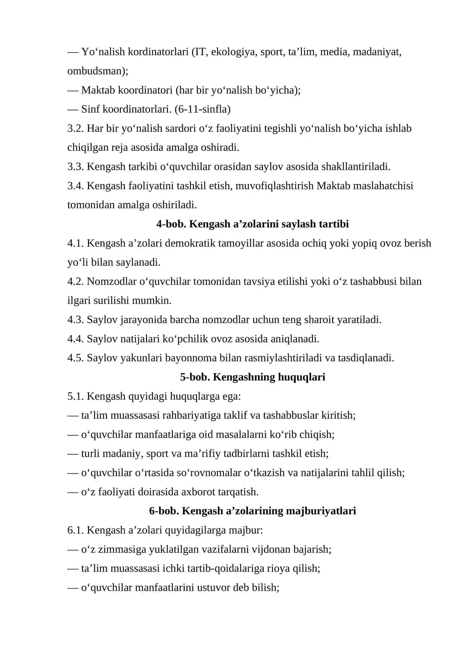 O‘QUVCHILAR KENGASHI FAOLIYATINI TASHKIL ETISH TO‘G‘RISIDA MUVAQQAT NIZOM 3