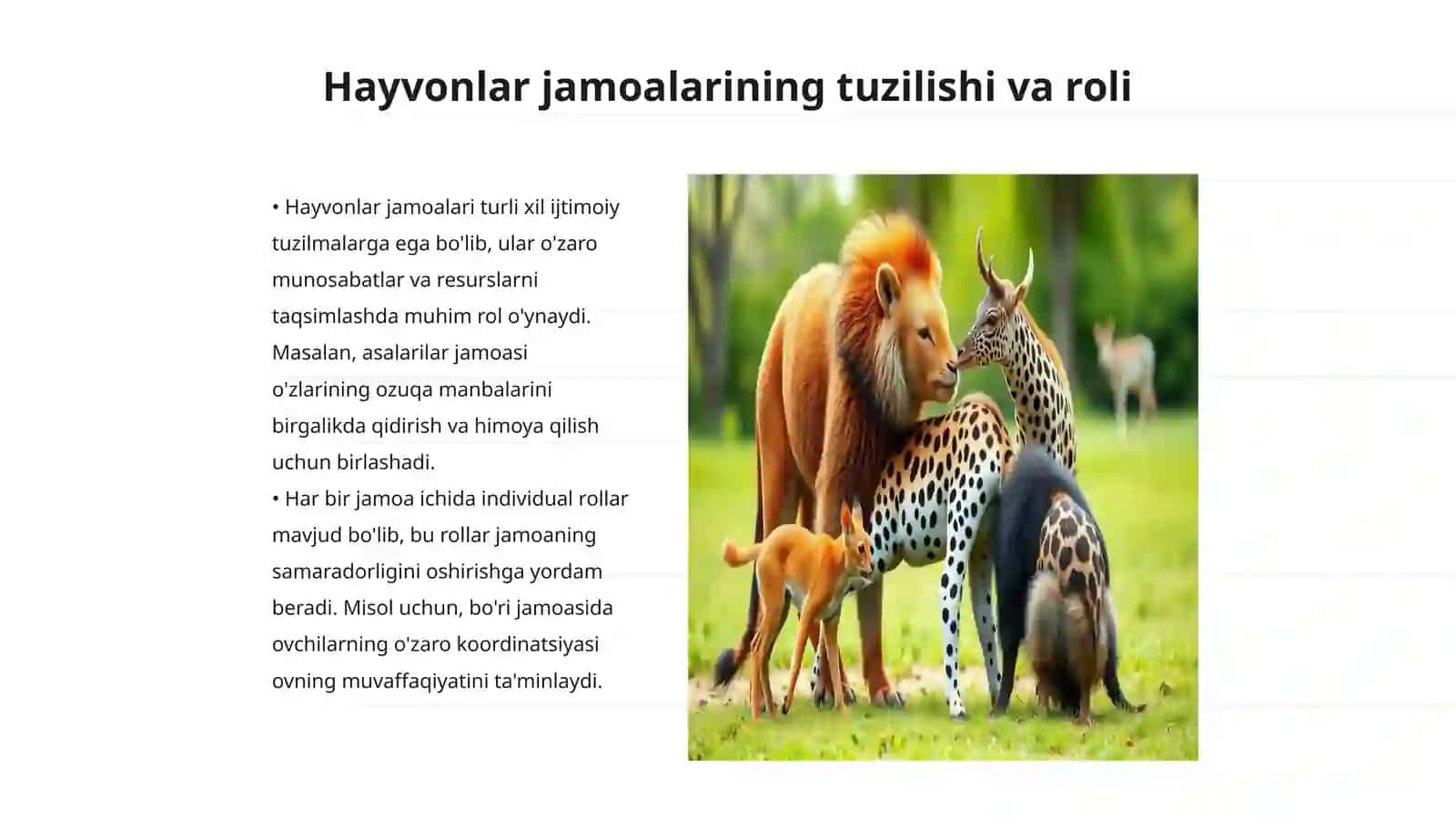 Hayvonlar jamoalarining oʻzaro munosabati. Turlararo munosabatlar va ularning etologiyasi 3