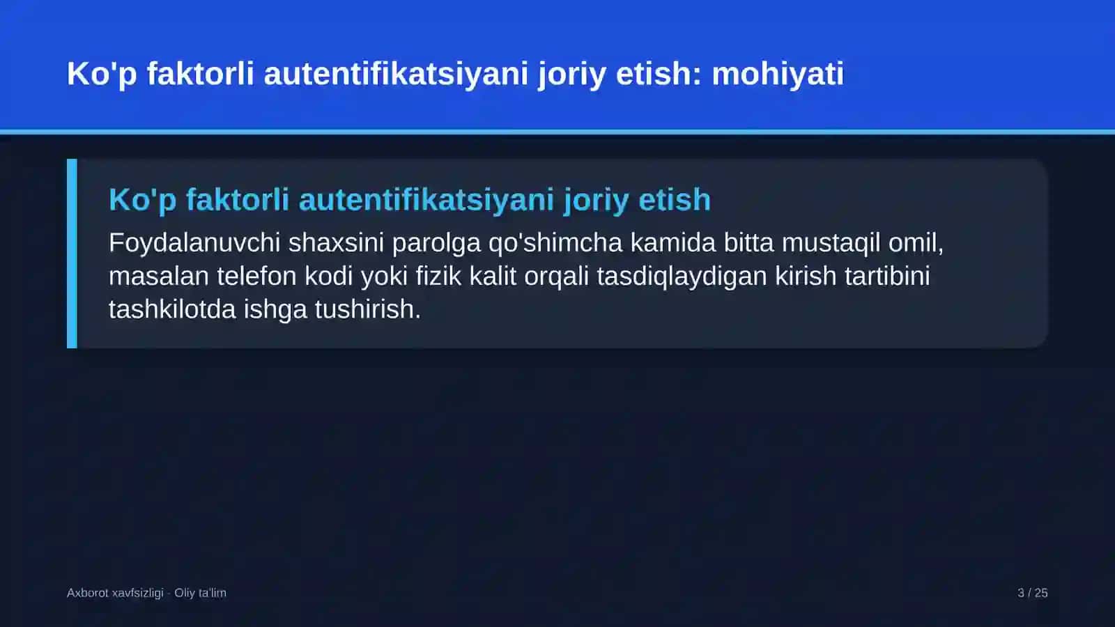 Brokerlik kompaniyalarida ko'p faktorli autentifikatsiyani joriy etish 3