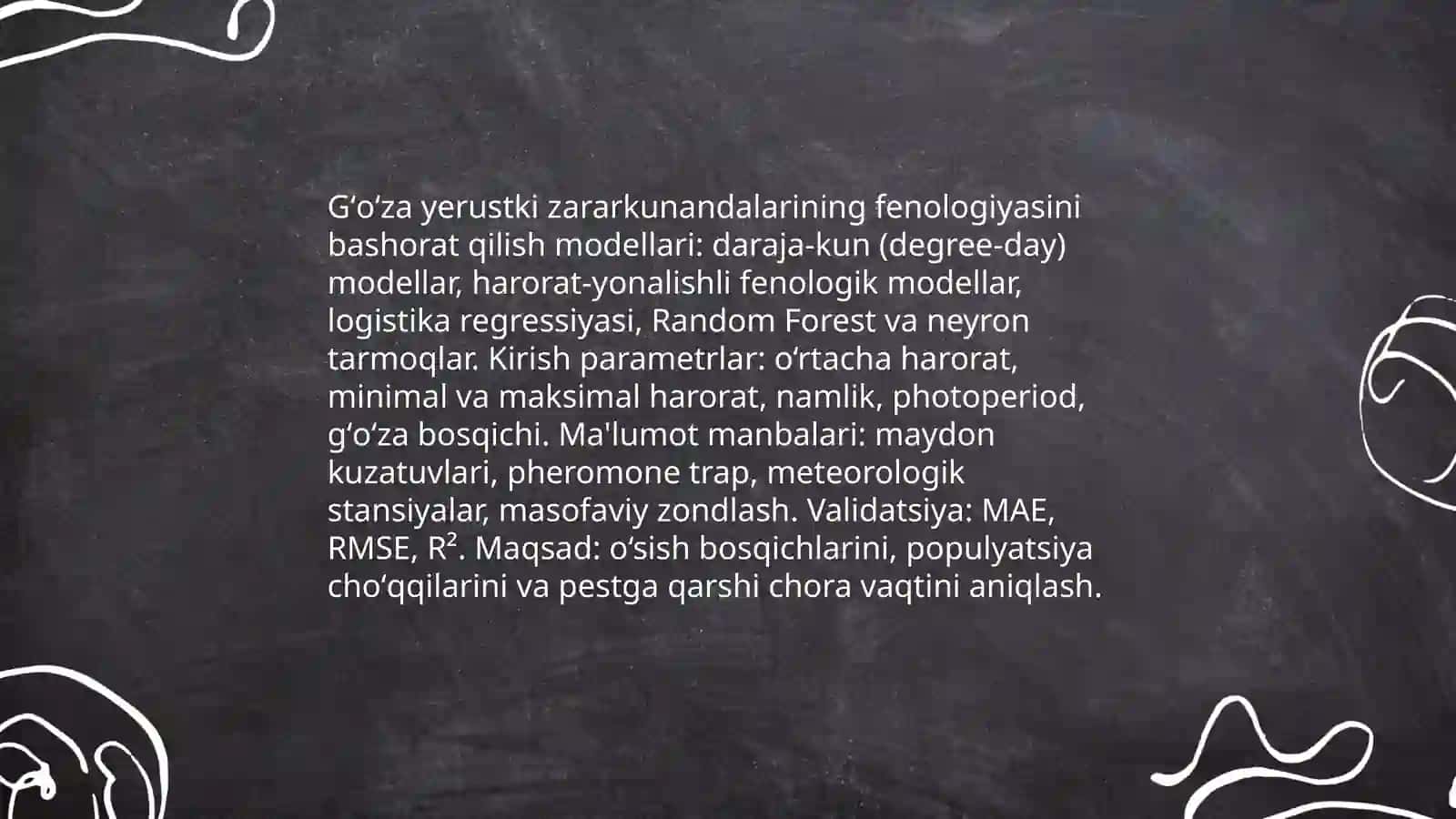 Gʻoʻzaning yerustki va yerosti zararkunandalarining tarqalishini bashorat qilish 3