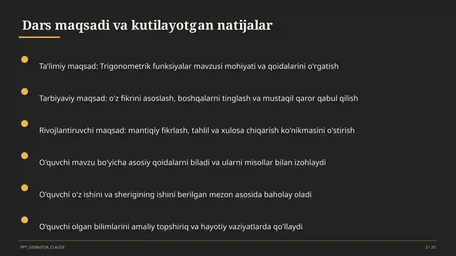 Trigonometrik funksiyalar (10-sinf) 3