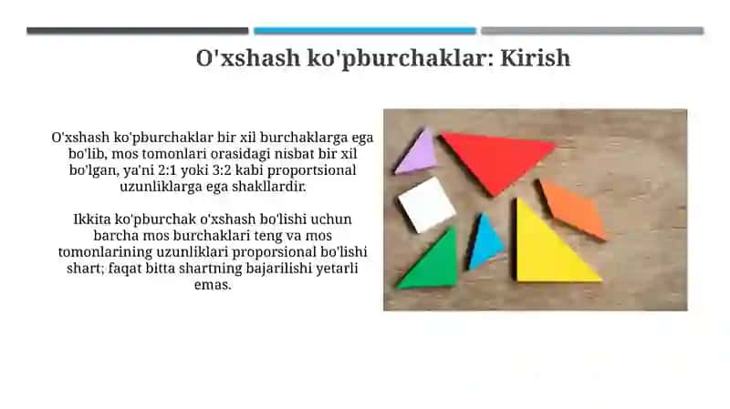 Ko‘pburchaklarning o'xshashligi 3
