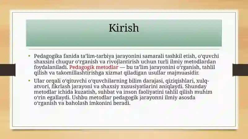 Kuzatish, suhbat, inson faoliyatini tahlil qilish pedagogik metodlar sifatida 3