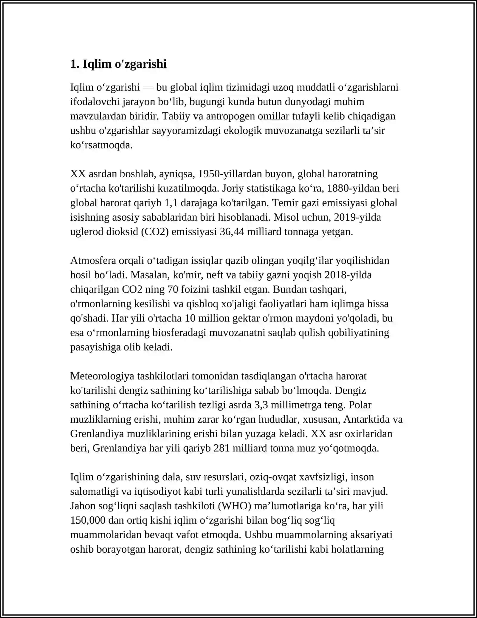 EKOLOGIYADAN GLOBAL MUAMMOLARI 3