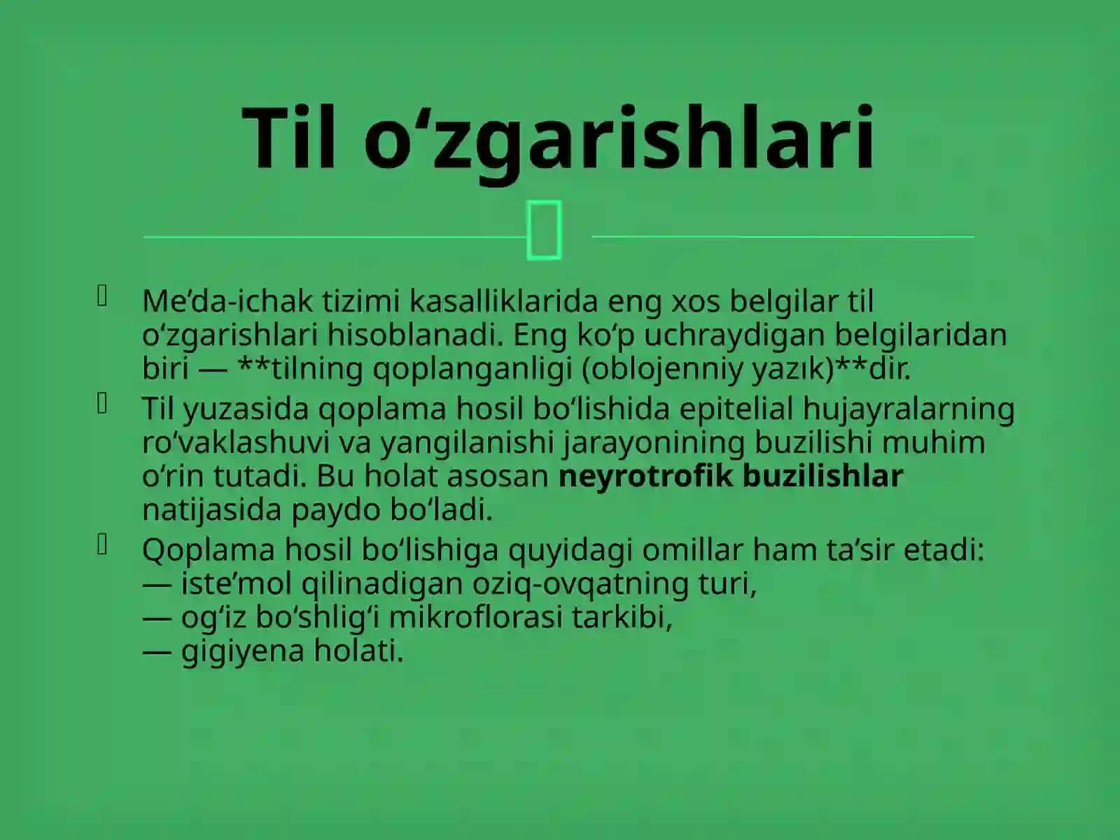 Oshqozon-ichak kasalliklarida Og'iz Bo'shlig'i Shilliq Qavatidagi oʻzgarishlar. 3