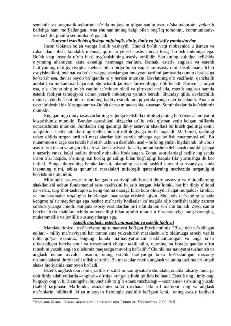 Nafosat falsafasi (Estetika) 3