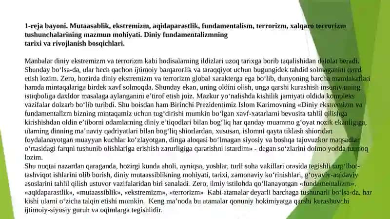 DINIY FUNDAMENTALIZM, RADIKALIZM VA TERRORIZMNING TARIXI VA YO`NALISHLARI. 3
