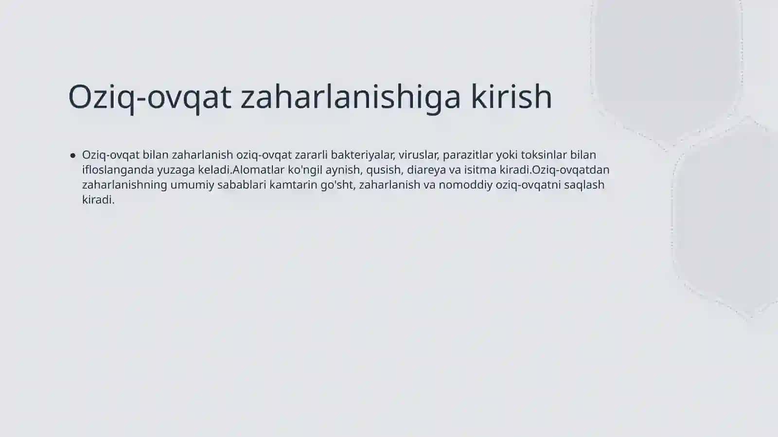 Oziq-ovqat zaharlanish va uni boshqarish bo'yicha choralar 3