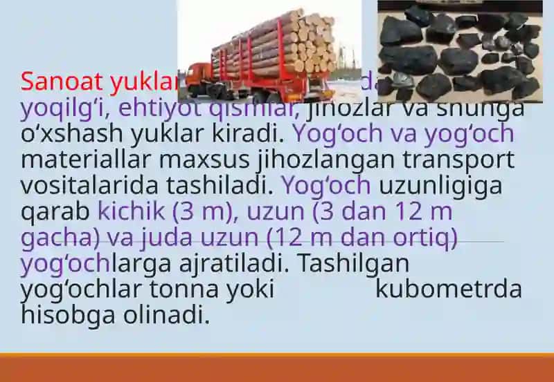 Sanoat korxonalari yuklarini tashish 3