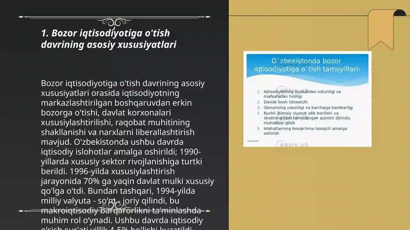 Bozor iqtisodiyotiga o'tish davri va uning Oʻzbekistondagi xususiyatlari 3