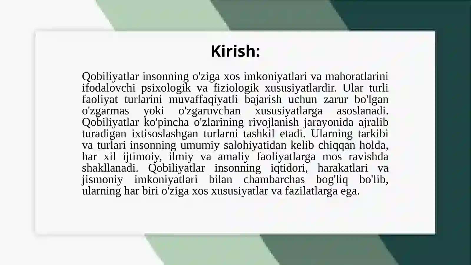 Касбий Кампетенция Qobilyatlar tuzilishi va turlari 3