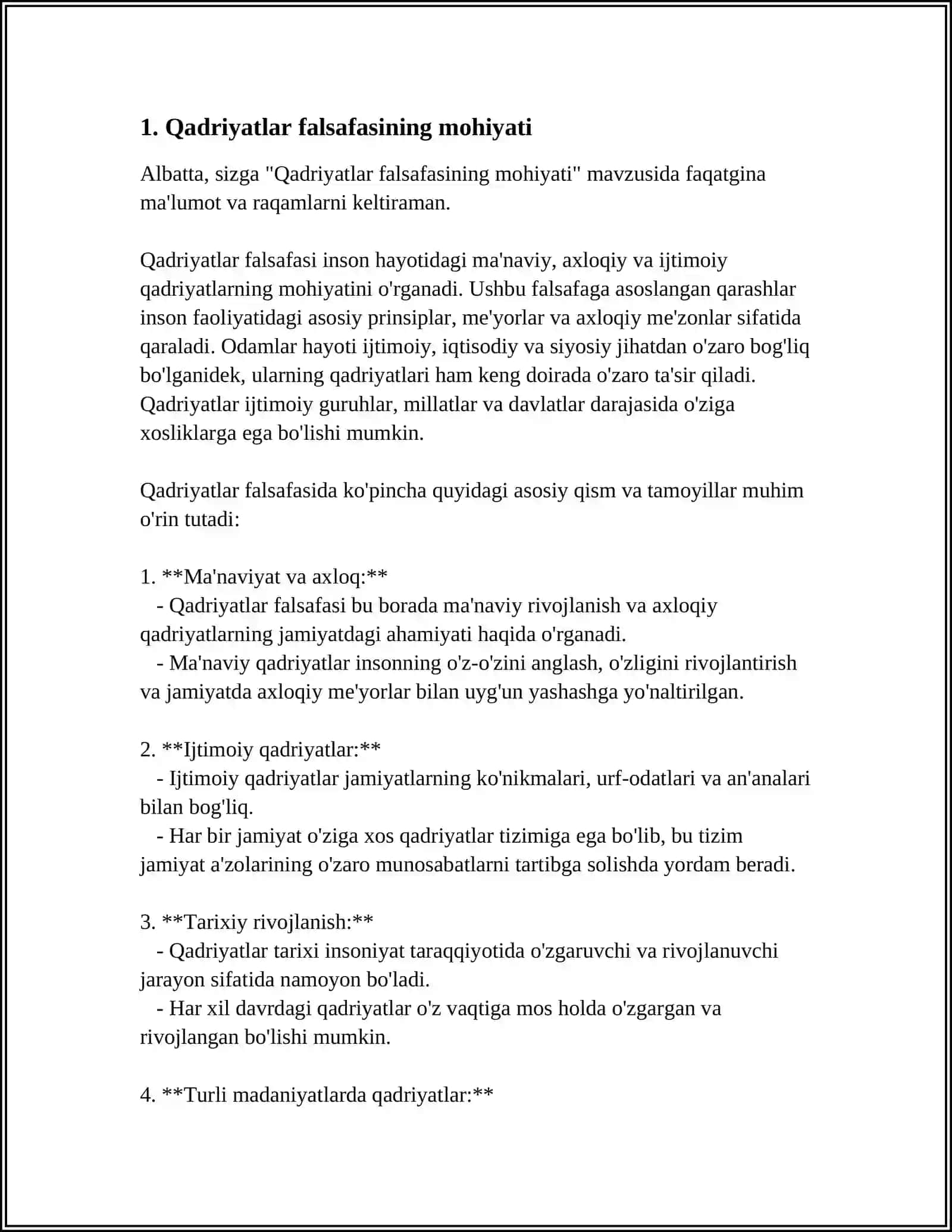 QADRIYAT FALSAFASI, ETIKA, ESTETIKA, GLOBAL JARAYONLAR VA BARQAROR TARAQQIYOT FALSAFASI 3