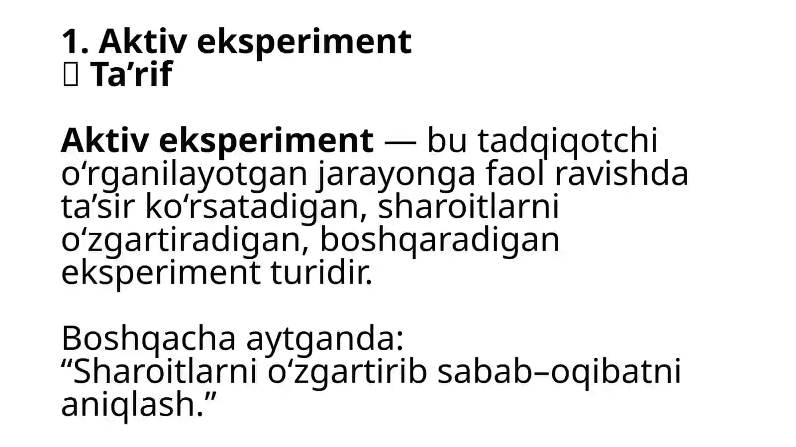 Aktiv va passiv eksperimentlarni tayyorlash va o’tkazish 3