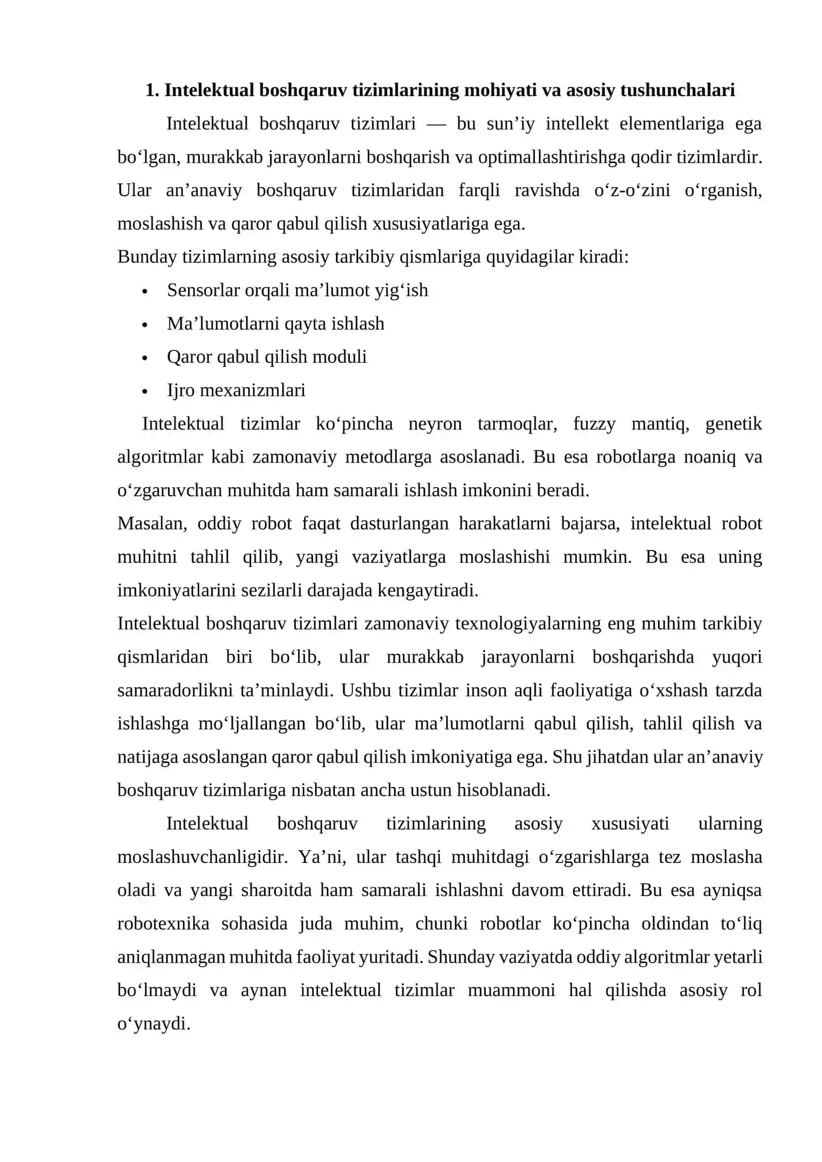 Intelektual boshqaruv tizimlarini robotexnika yo‘nalishida qo‘llash istiqbollari 3
