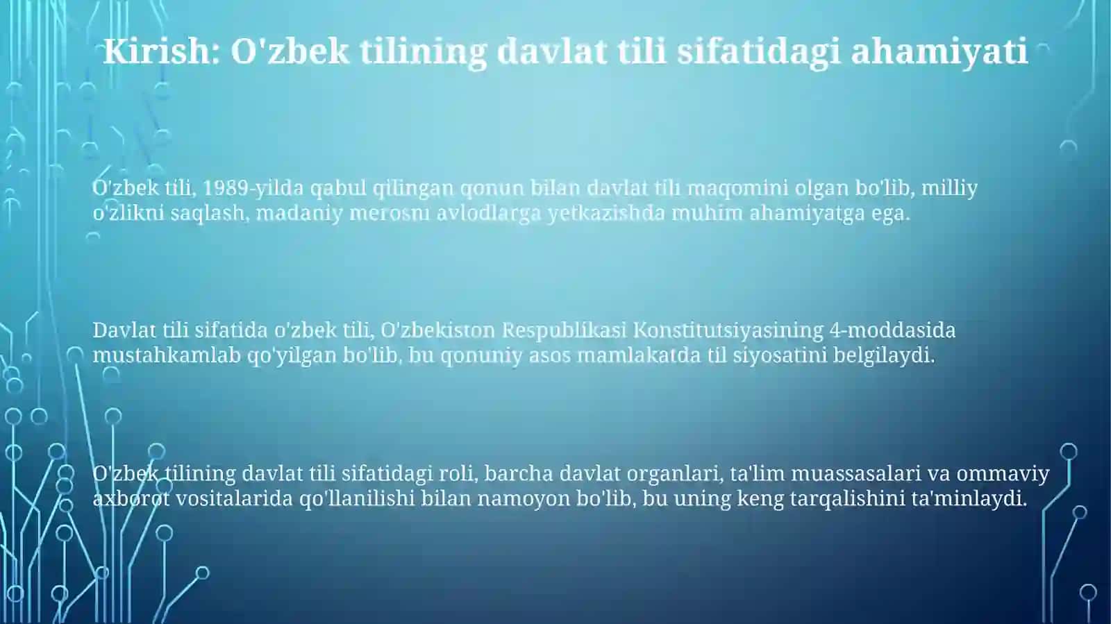 O‘zbek tilining davlat tili sifatidagi nufuzi va mavqeyini tubdan oshirish 3