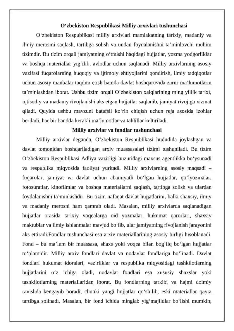 O‘zbekiston Respublikasi Milliy arxivlari va fondlarining tarixiy, milliy va ma’naviy ahamiyati 3