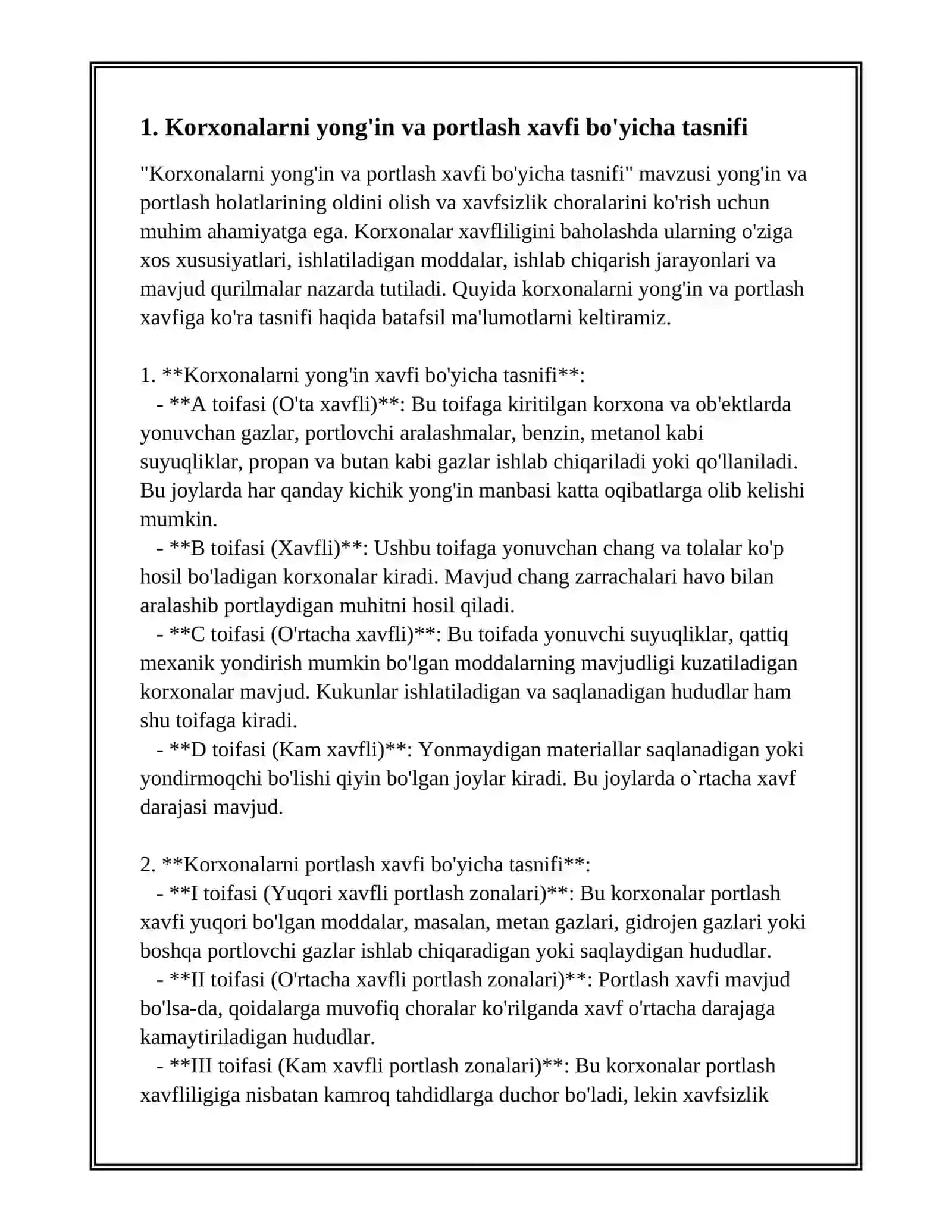 KORXONALARNI YONG'INDAN PORTILLASHGA XAVFLILIGINI JIHATIDAN TURLARI VA OGOHLANTIRISH CHORALARI 3