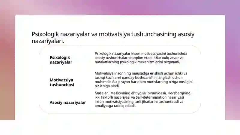 Mativatsiyaning psixologik nazariyalari 3