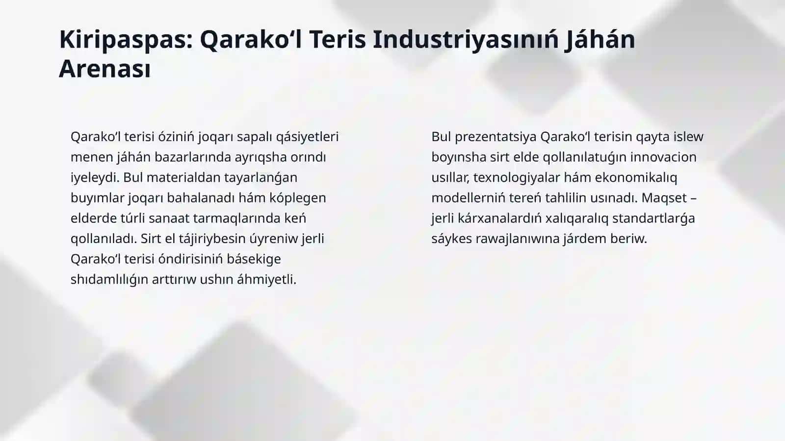 Qarakoʻl terisin qayta islewdin sirt el usullarin uyreniw 3