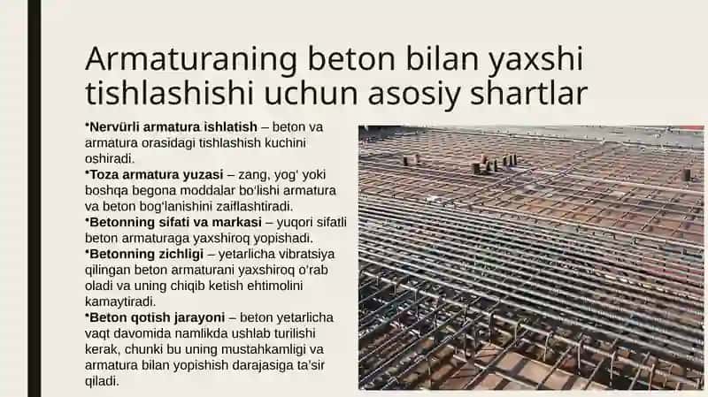 Armuturani beton bilan tishlashishi 3