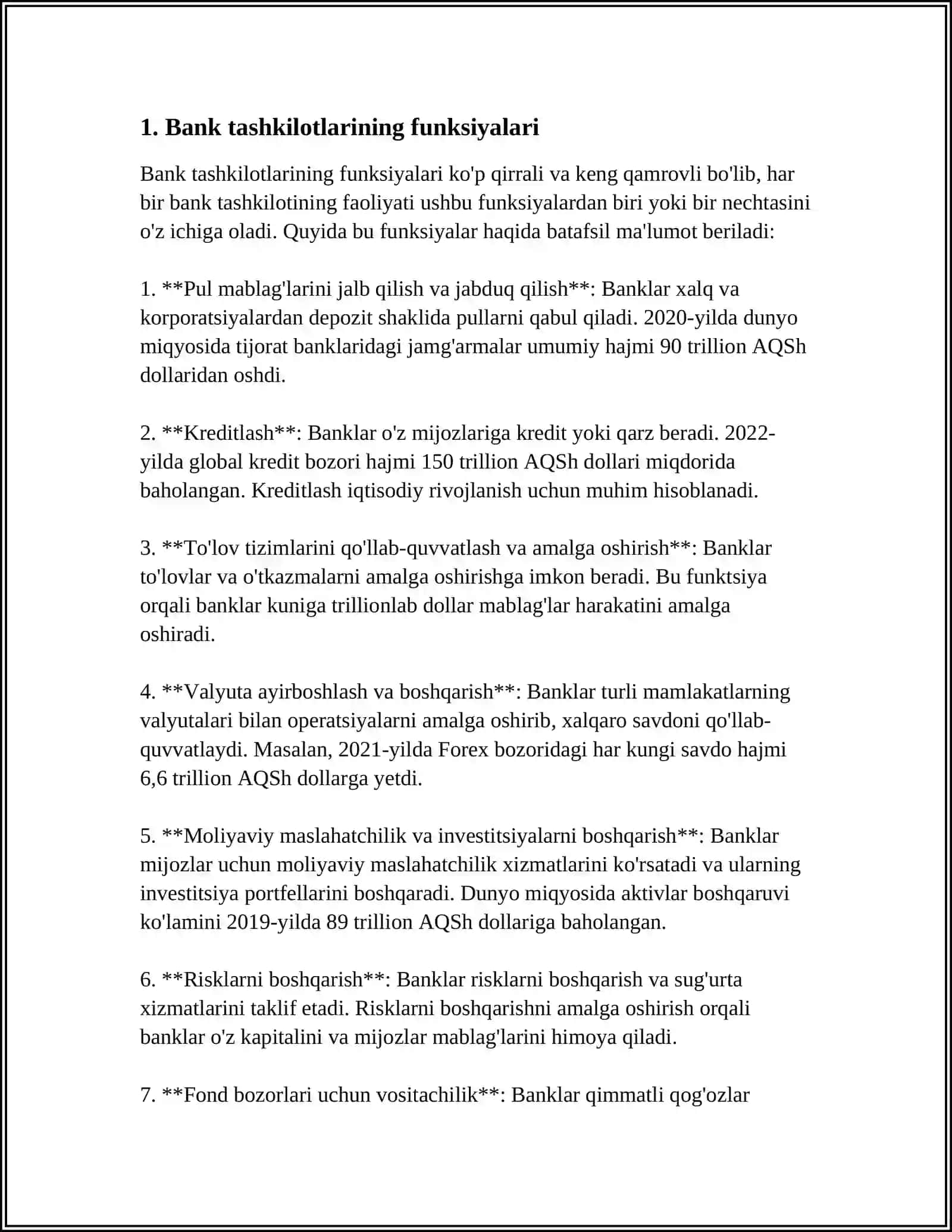 BANK TASHKILOTLARINING OʻZIGA XOS XUSUSIYATLARI VA ULARNI TASHKIL ETISH TARTIBI 3