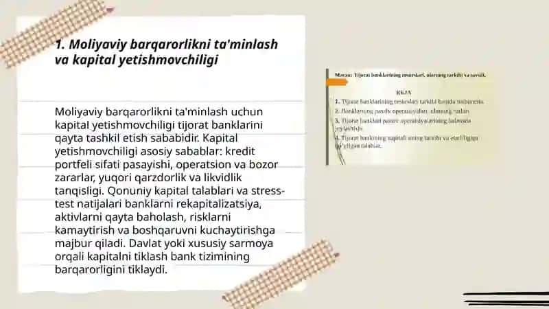 Tijorat banklari faoliyatini qayta tashkil etish sabablari 3