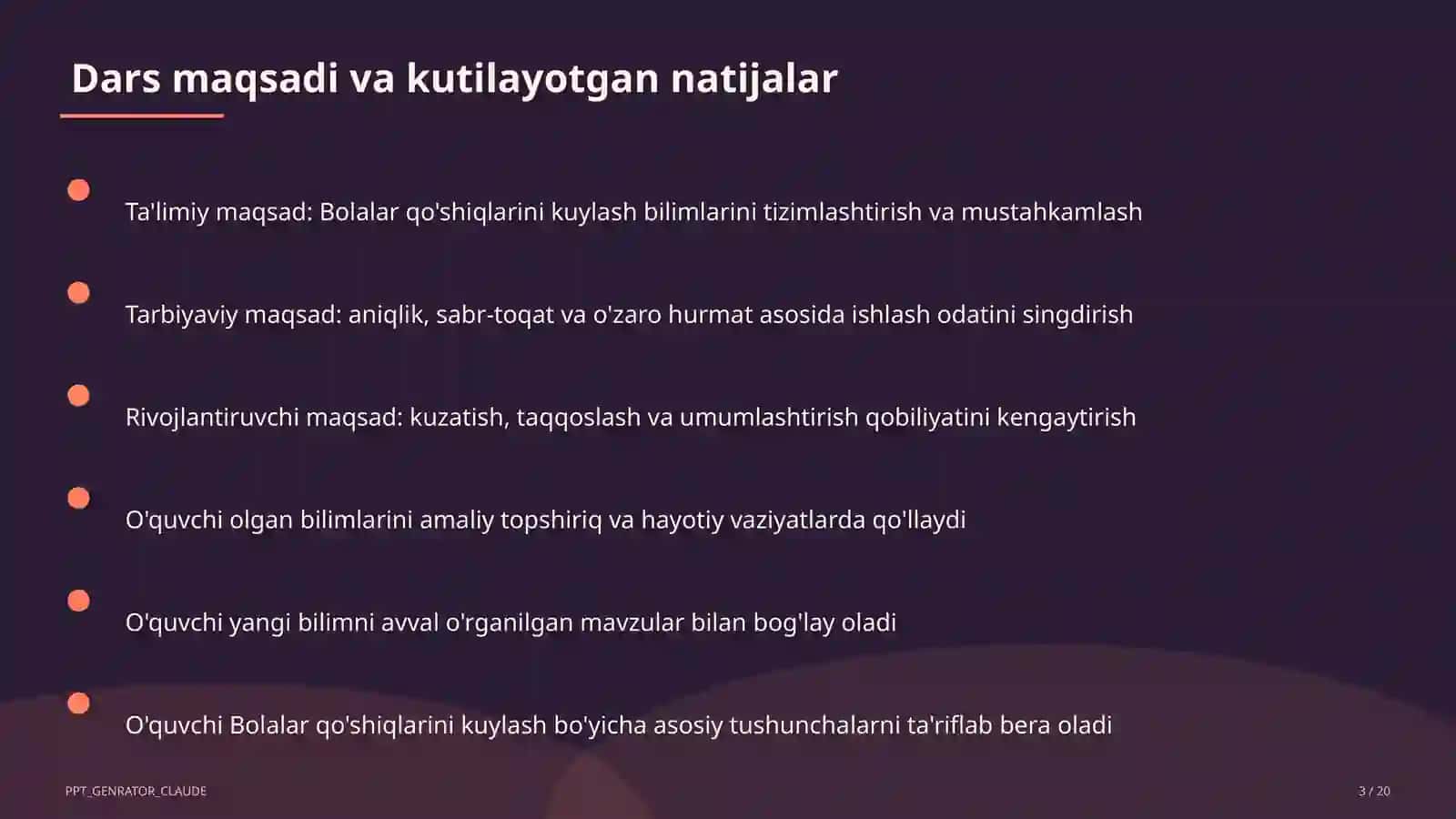 Bolalar qo'shiqlarini kuylash (1-sinf) 3