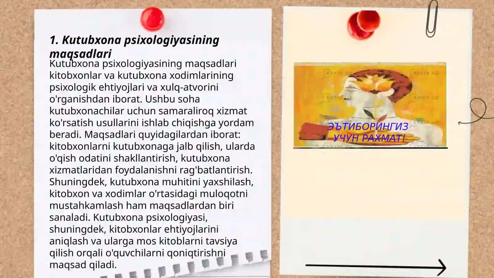 Kutubxona psixologiyasi predmeti, maqsadi vazifalari 3