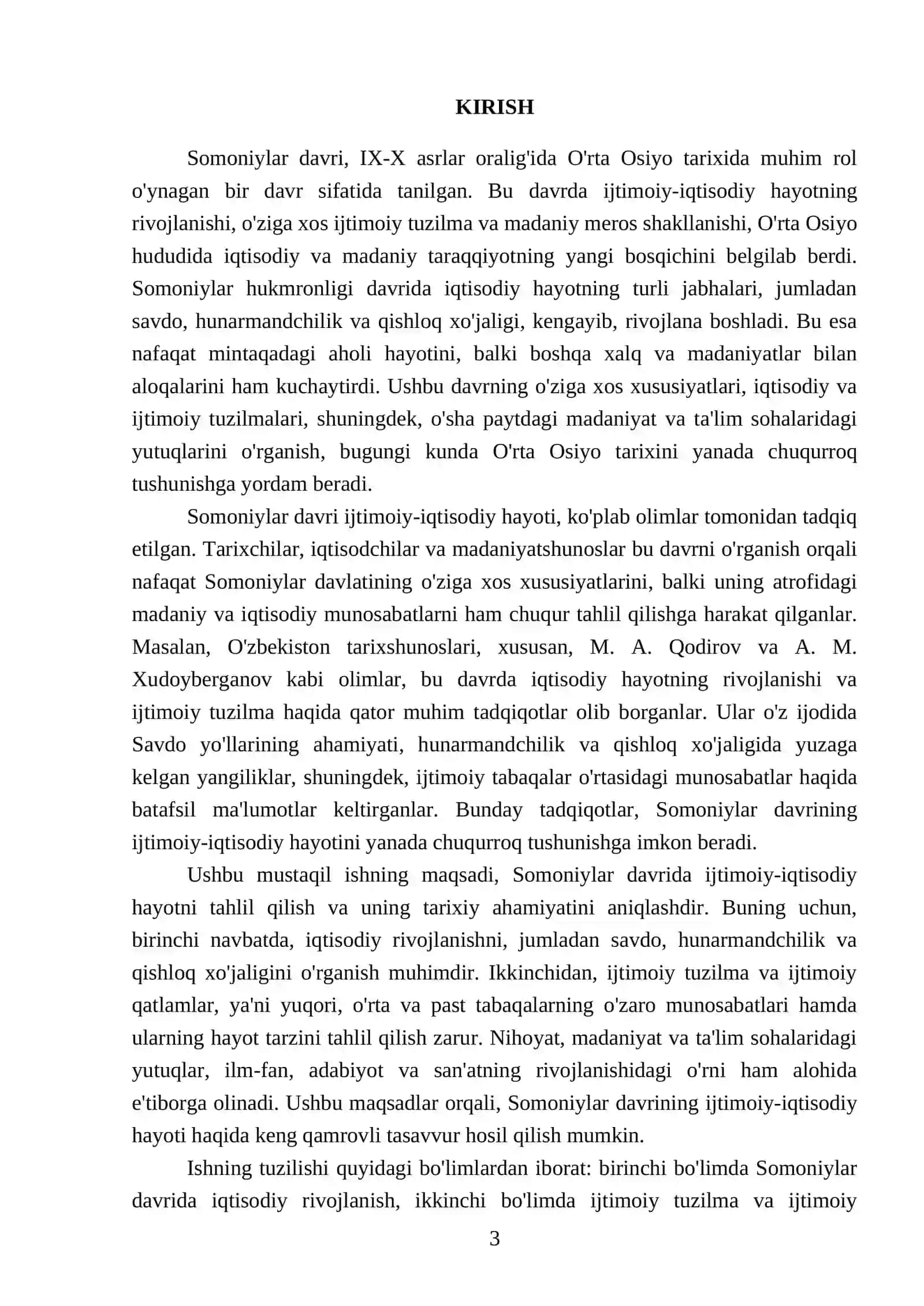 SAMANDAR BOYPULATOVNING O'ZBEKISTON TARIXI FANIDAN TAYYORLAGAN MUSTAQIL ISHI 3