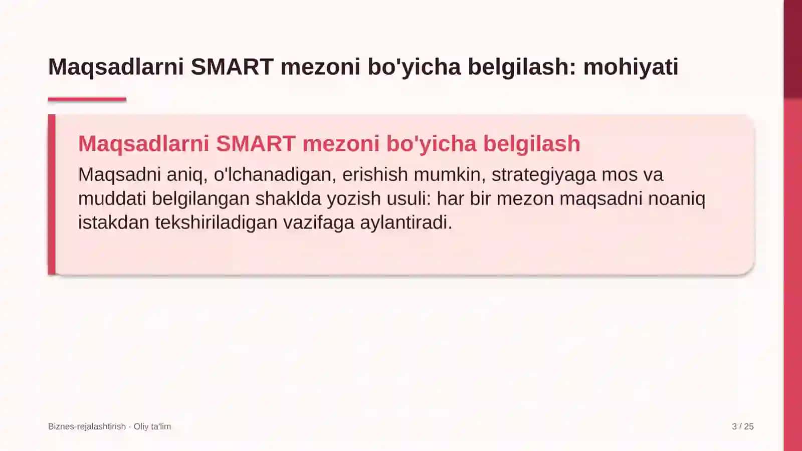 burg'ulash korxonalarida maqsadlarni smart mezoni bo'yicha belgilash 1701 3