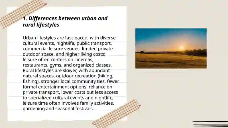 City and countryside life. Leisure time and entertainments 3