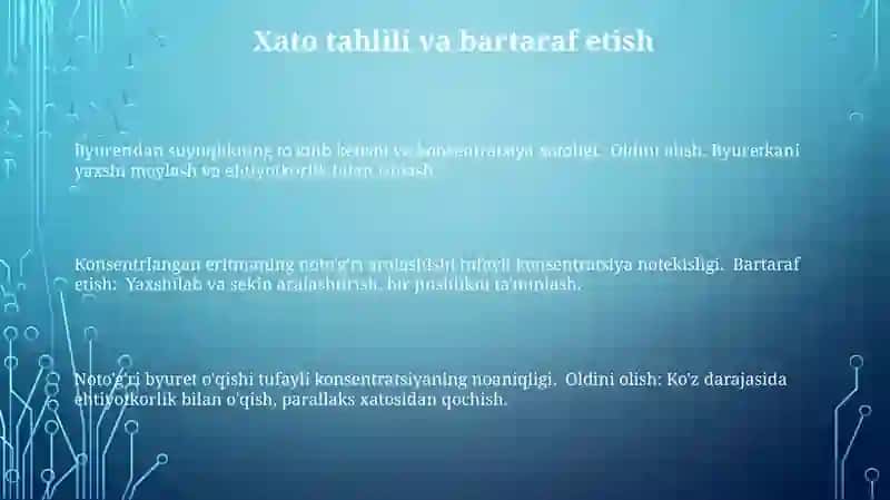 Byuretka qurilasidan foydalanib konsentrlanagan eritmalar tayyorlash 3