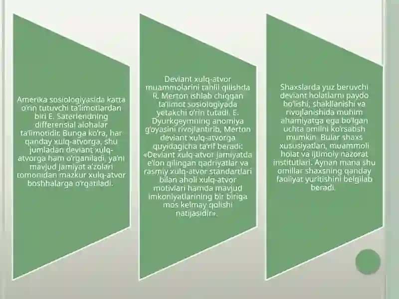 E.Dyurkegy, R.Mertonlarning deviant xulqat vorto’g’risidagi nazariyalari 3