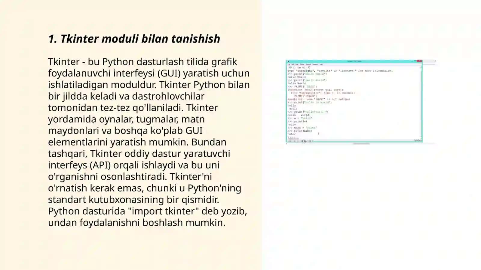 PYTHONDA tkinter moduli 3