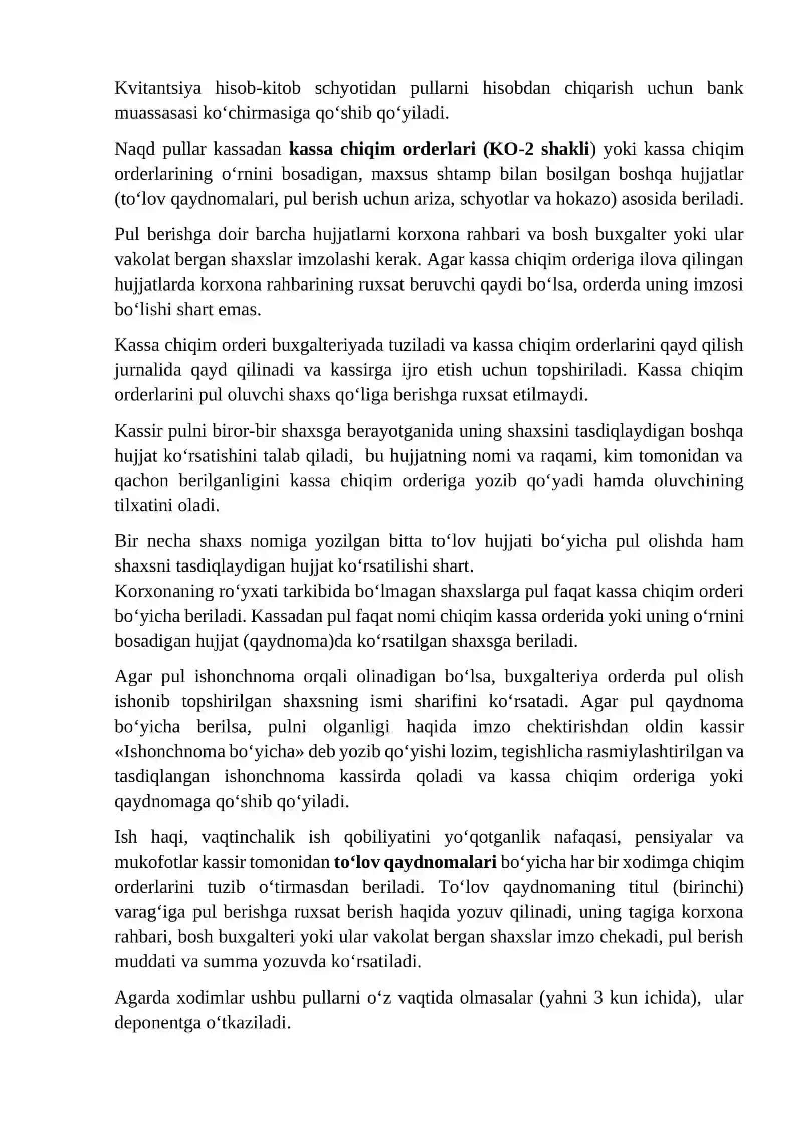 Naqd pul, kassa muomalalarining hisobini yuritish tartibi 3