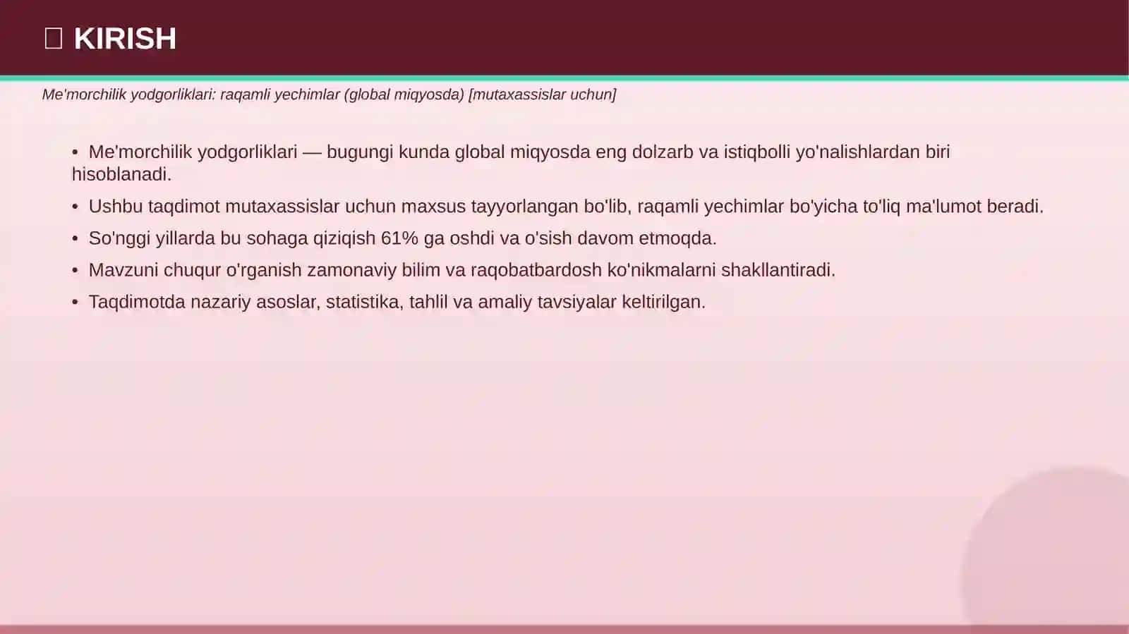 ME'MORCHILIK YODGORLIKLARI 3