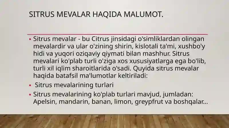 Sitrus mevalarni etishtirish vaularning tasnifi 3